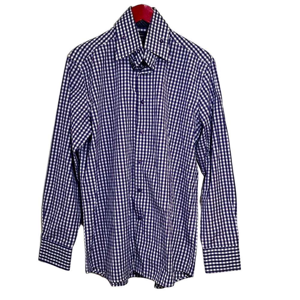 COOGI Classic Purple Check Button Down Shirt Men’s 16 32/33 Long Sleeve